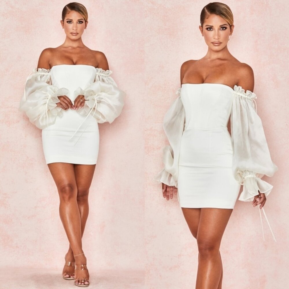 House of CB 'Marissa' Ivory Strapless Ivory Corset Dress